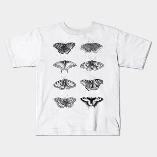 Dramabite Vintage butterflies scientific illustration Kids T-Shirt